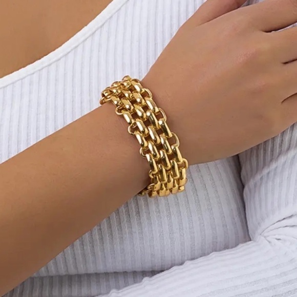 Exaggerated Gold Chain Link Necklace Clavicle Choker Lacteo - Picture 5 of 11